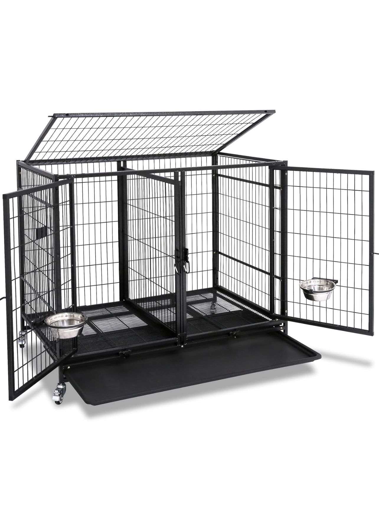 Dog Cage Kennel Size 43” Large Fodling With Divider And Feeding Bowls New In Box 📦