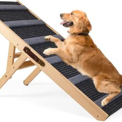 SOKO Dog Ramp for Bed - Portable Dog Ramp for Large Small Dogs Cats to Get on Bed Couch, 43.3" Long Folding Pet Ramp with Non-Slip Traction Mat, 5 Adj