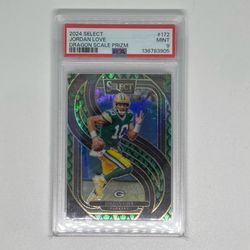 Jordan Love 2024 Select Dragon Scale Prizm /81 Psa 9 Green Bay Packers