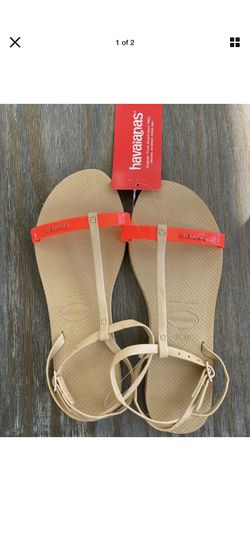 NWT Havaianas Womens You Belize Strap Sandals Size 7/8 37-38 Orange Cyber Neon