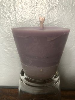 Two shaded lavender candle in glass