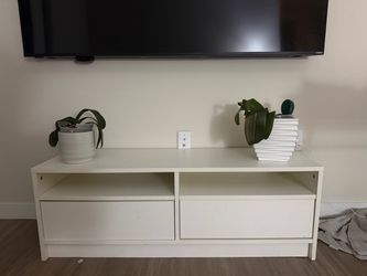 White Low TV Stand with Drawers