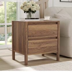 CHUWELL Mid Century Nightstand Bedside Table with 2 Drawers Sturdy Solid Wood, End Table for for Bedroom (Walnut)$80