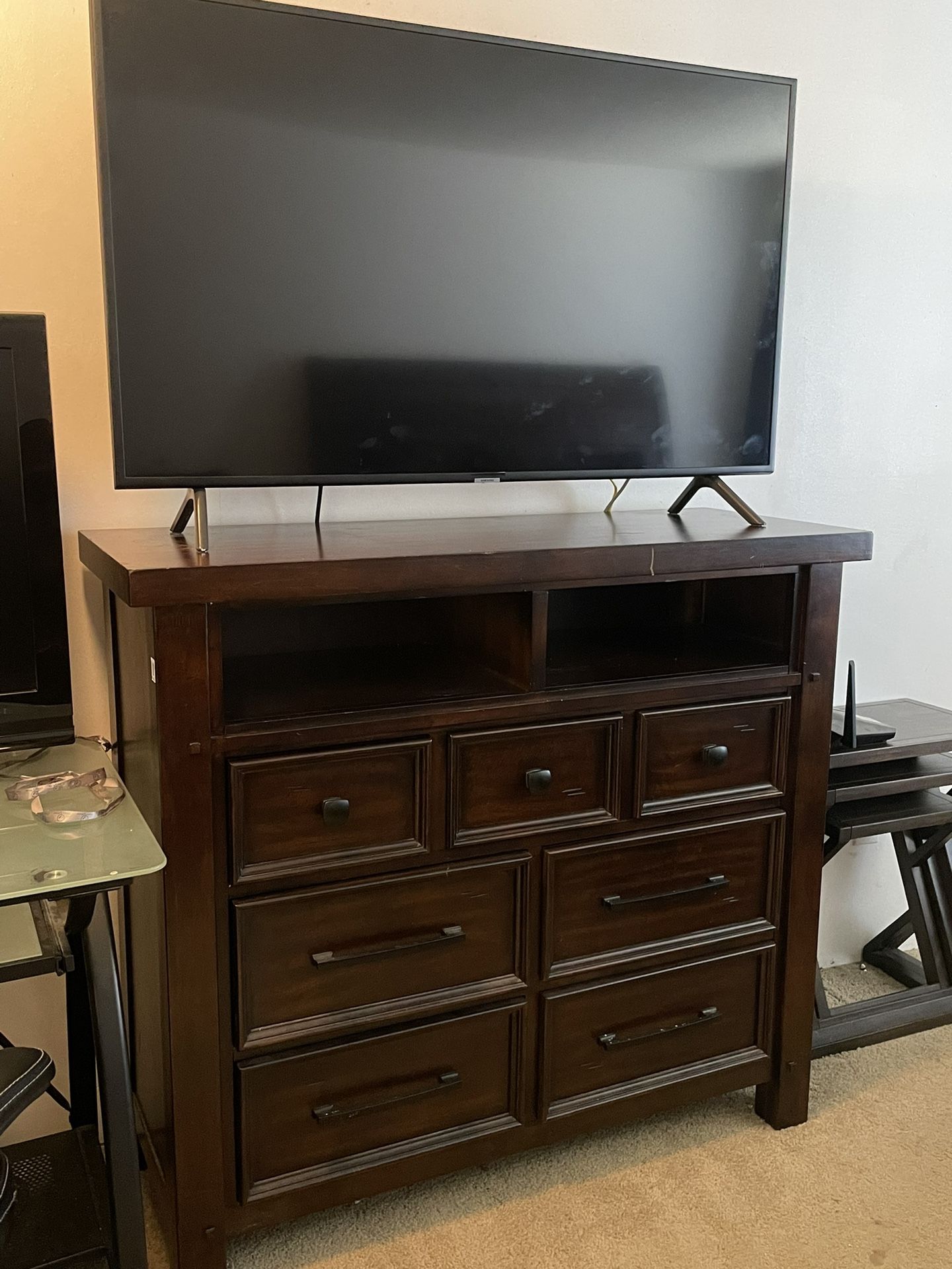 Dresser, Bed with Mattress and Decor Tables For Sale