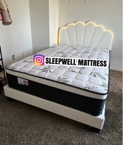 Queen bed frame with mattress
