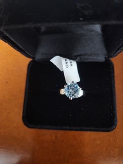 925 Sterling Silver Aquamarine Ring Size 6
