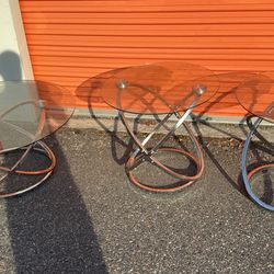 Glass Coffee Table And Two End Tables 