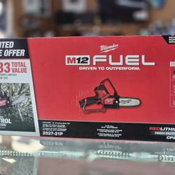 New Milwaukee M12 Fuel 12V 6 In Brushless Cordless Battery Powered Hatchet Pruning Chainsaw Kit With 2.5 Ah Battery And Charger 