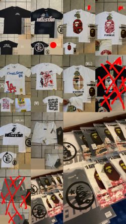 bape shirts,aloc,awful lot of cough syrup shirts,essential shorts,amiri,hellstar tee shirts,hellstar