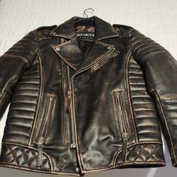 Leather Biker Jacket. M