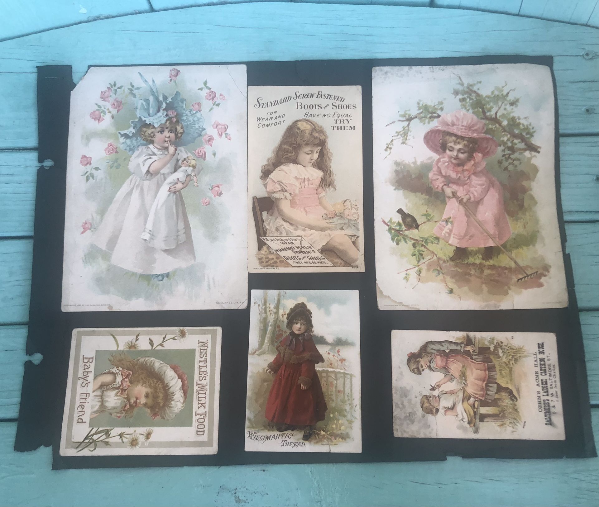 11 Cool Antique Late 1800s Advertisements 15 X 11” As Is-There Are A Few Mishaps-Great Color As It Has Been In Plastic