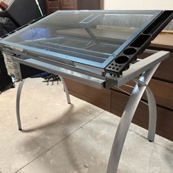 Glass Drafting / Art Desk + Mesh Office Chair