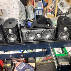 Polk Stereo Theater For Receiver Thx Surround Dolby Aluminum Speakers Tweeters  High Wattage  Shielded 5 Channels Center 