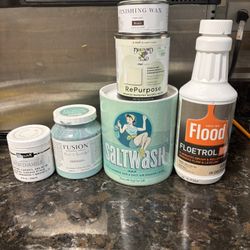Huge Lot Of Salt Wash Floetrol Wax Fusion Paint Etc  