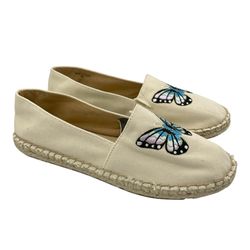 Talbots Izzy embroidered butterfly canvas espadrilles women’s Size 6M
