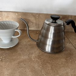 Stainless Steel Gooseneck Kettle + Ceramic Coffee Dripper