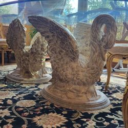 Antique Table French Chairs Doves Carved 