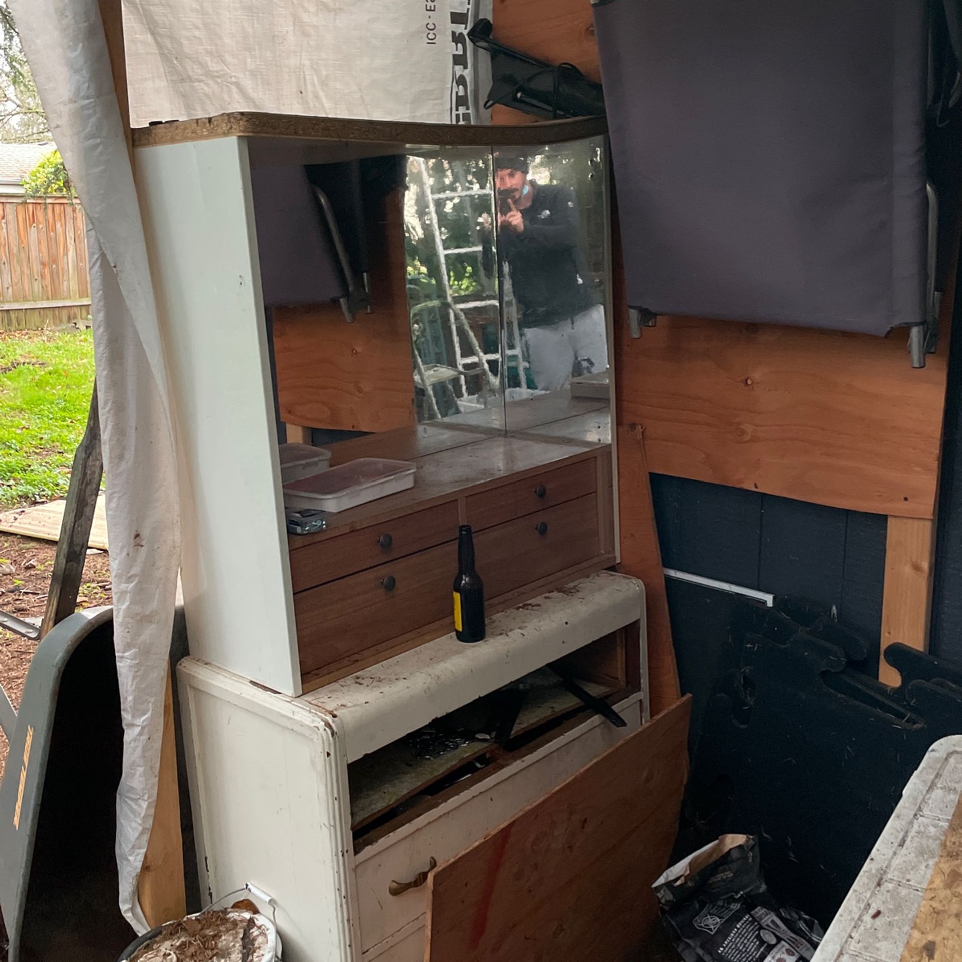 Vanity Mirror Plus Drawers