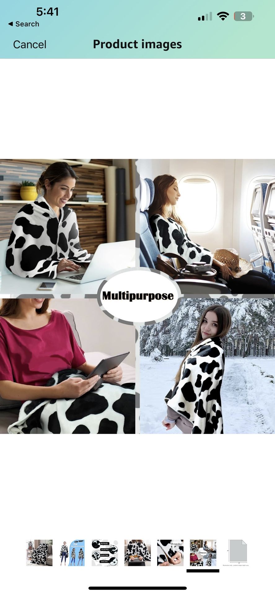 Cow Print Dalmatian Cruella Devil Costume Blanket Shawl