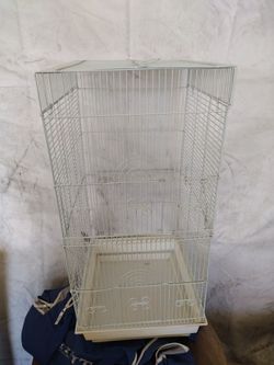 White Metal Bird Cage with Flat Top