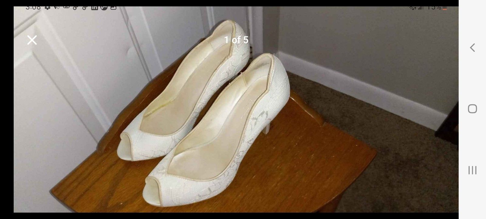David's Bridal Size 8.5 New Never Worn Cream Off White High Heels