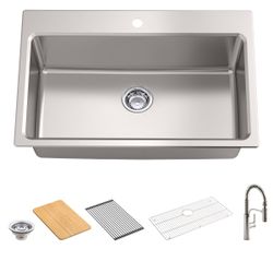 Kohler Provo 33" Dual Mount Single-bowl Workstation Kitchen Sink Kit