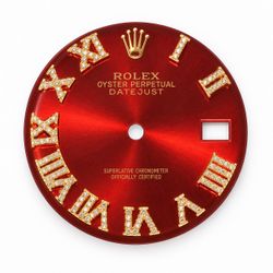 Rolex Datejust 36mm Custom Red Diamond Roman Numeral Dial – Dial Only