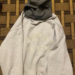 Fear of God Essentials Nylon Fleece Hoodie Dark Heather Oatmeal/Ink (text me for deals)