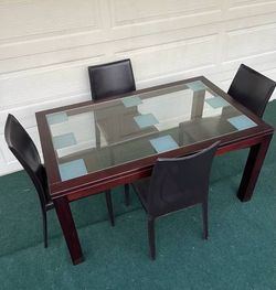 5-PC MODERN GLASS TOP DINING SET (TABLE WITH GLASS TOP AND 4 CHAIRS)
