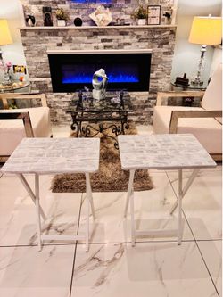 🤍✨ Set of 2 Rustic Folding Tray Tables ✨🤍