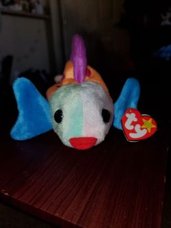 Vintage 99' Ty Beanie Baby Lips the Rainbow Fish