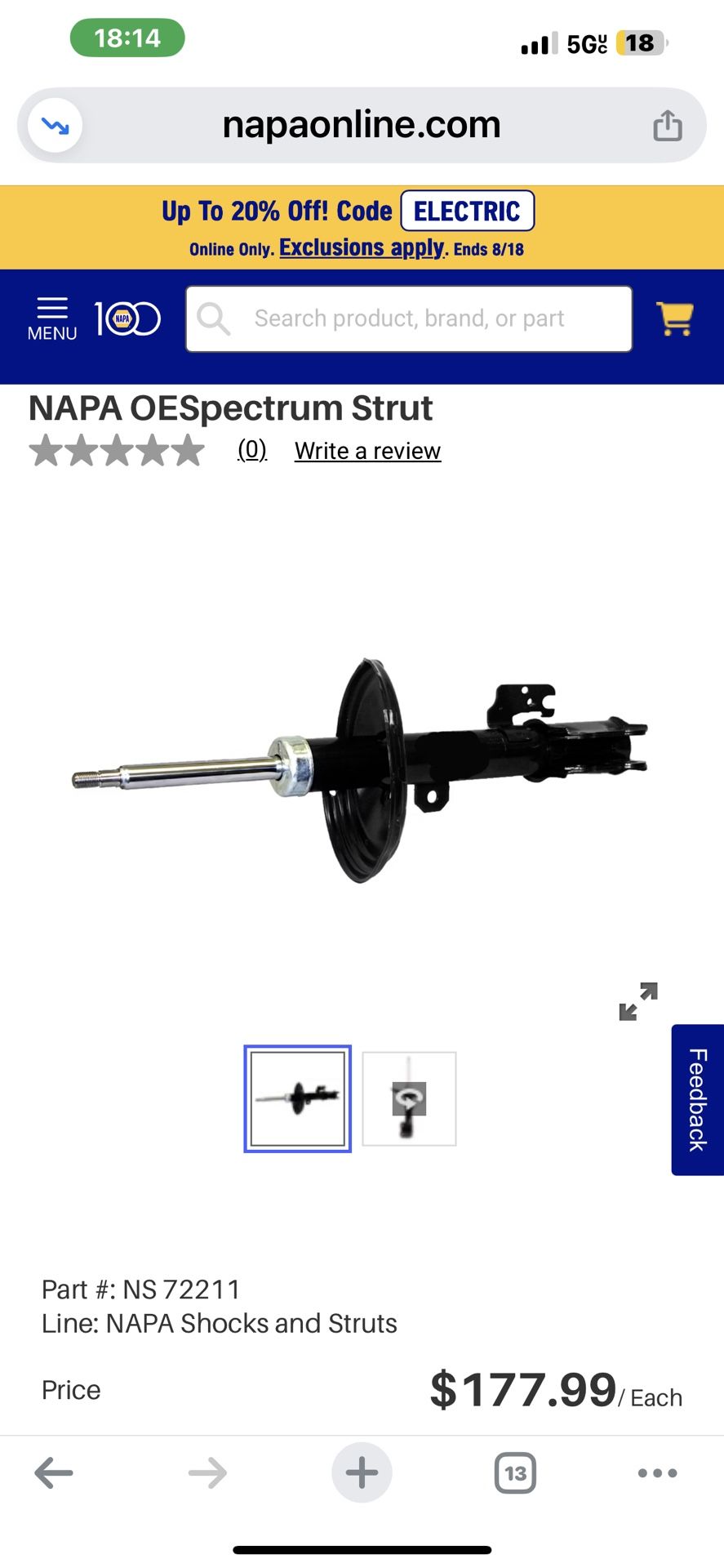 Lexus RX 330&RX 350 NAPA OESpectrum Strut front left and right $120 each