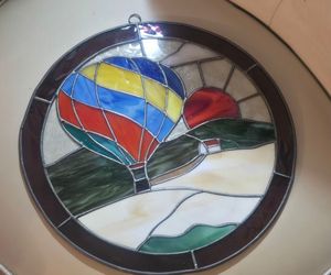 Round Stained Glass Hot Air Balloon Suncatcher