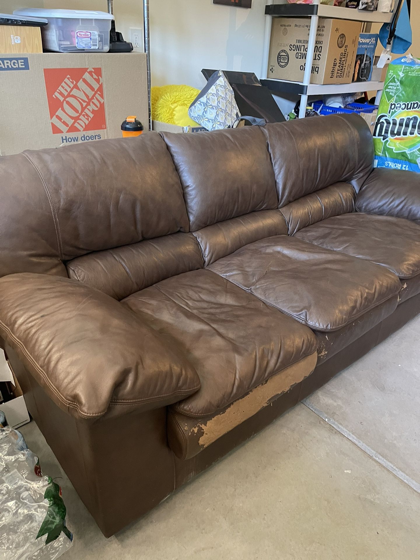 3 seater sofa leather brown