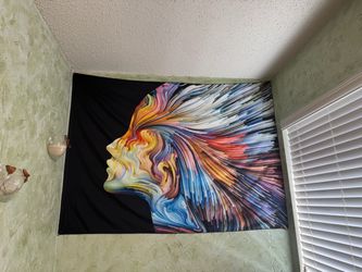Colorful Abstract Face Wall Tapestry