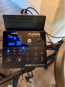 Alesis Nitro Max 9-Piece Electronic Drum Kit with Mesh Heads and Bluetooth