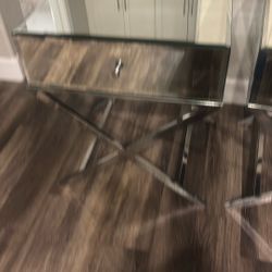 Mirrored Glass Nightstands 