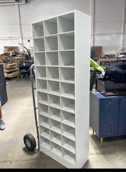 Assembled New 10-Tier Shoe Storage Cabinet White Shoe Rack W/ 30 Cubbies Tall Shoe Organizer