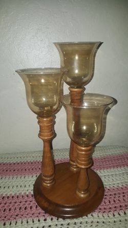 Wooden candle holder / brush holder