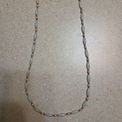 14 K Jade Necklace With 14 K Gold Clasp And Beads 