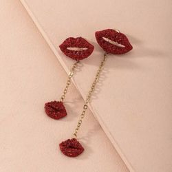 Lips Charm Mismatched Drop Earrings