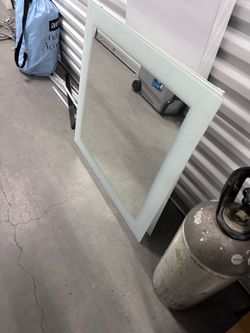 Lighted bathroom vanity mirror