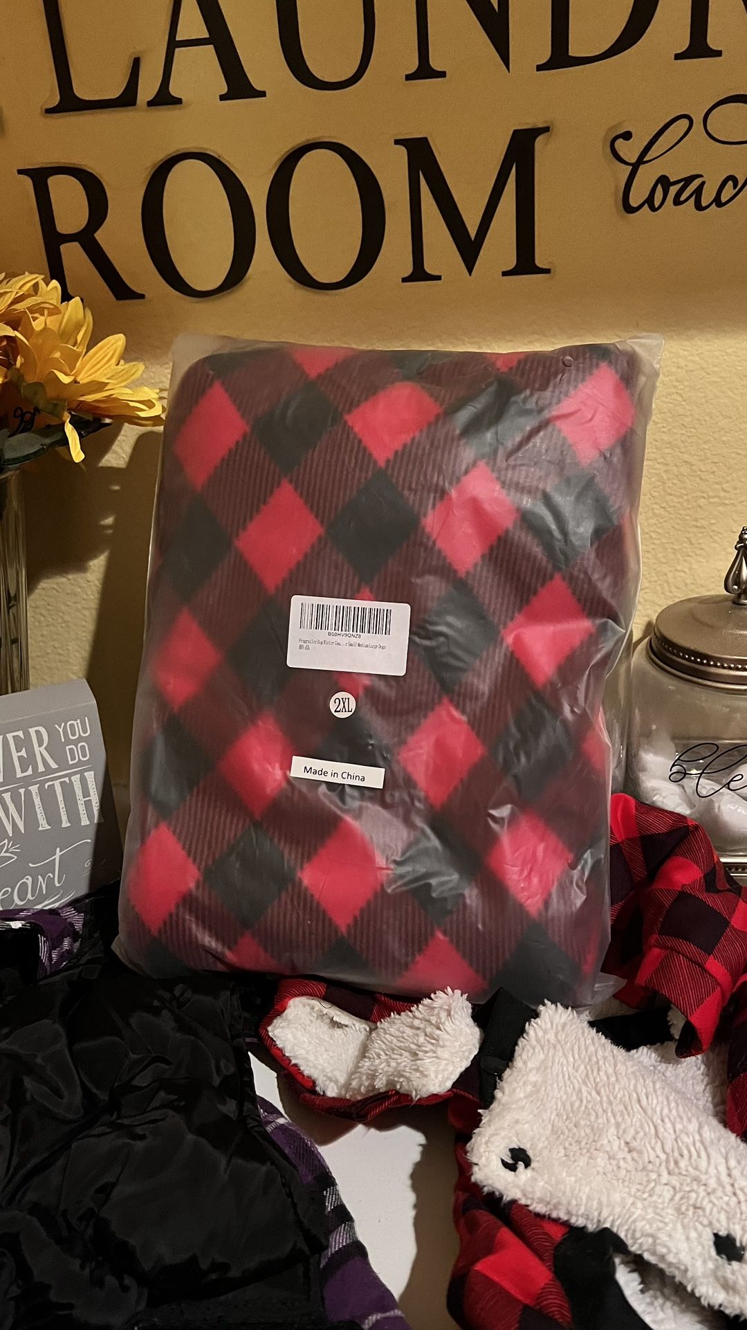 3 Dog, Sweaters, Red Plaid Purple Plaid