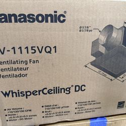 New Panasonic WhisperCeiling DC Fan with Pick-A-Flow Speed Selector 110/130 or 150 CFM and Flex-Z-Fast Installation Bracket