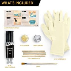 Repair Kit - DIY Repair Kit for Ceramic and Porcelain Pottery - Glue with Gold and Silver Powder - Epoxy Resin Adhesive…

