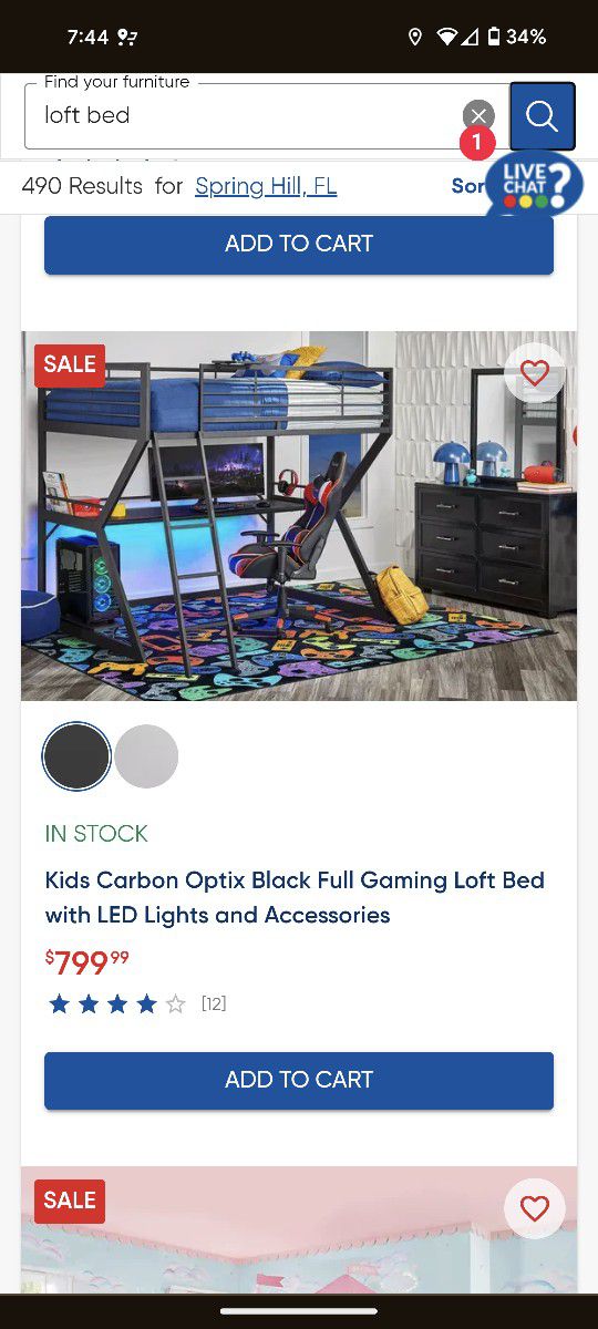 Fullsize Loft Bed Frame With Desk And Lights 