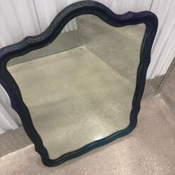 Gray/ blue Wooden framed mirror.       29 “ x 41” $40