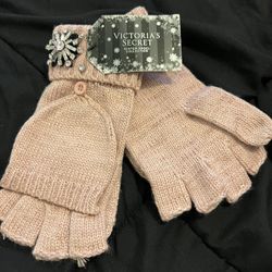 Victoria Secret Convertible mittens. Snowflake sparkle. Wear as fingerless gloves