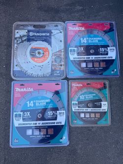 Diamond Blade Lot – Makita & Husqvarna 3 - 14inch and 1 - 10 inch blade