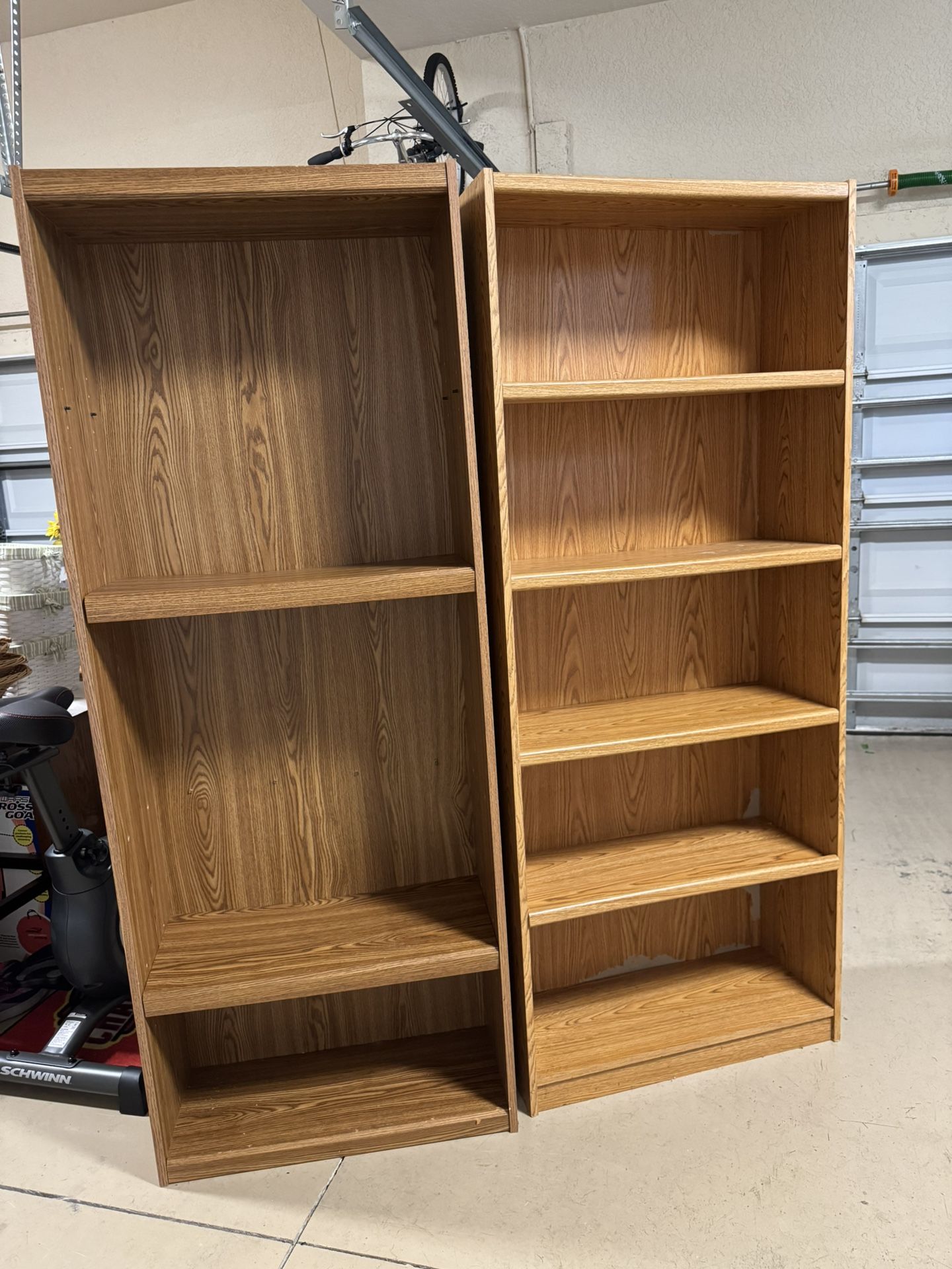 Two Tall Free-Standing Bookshelves/Cabinets